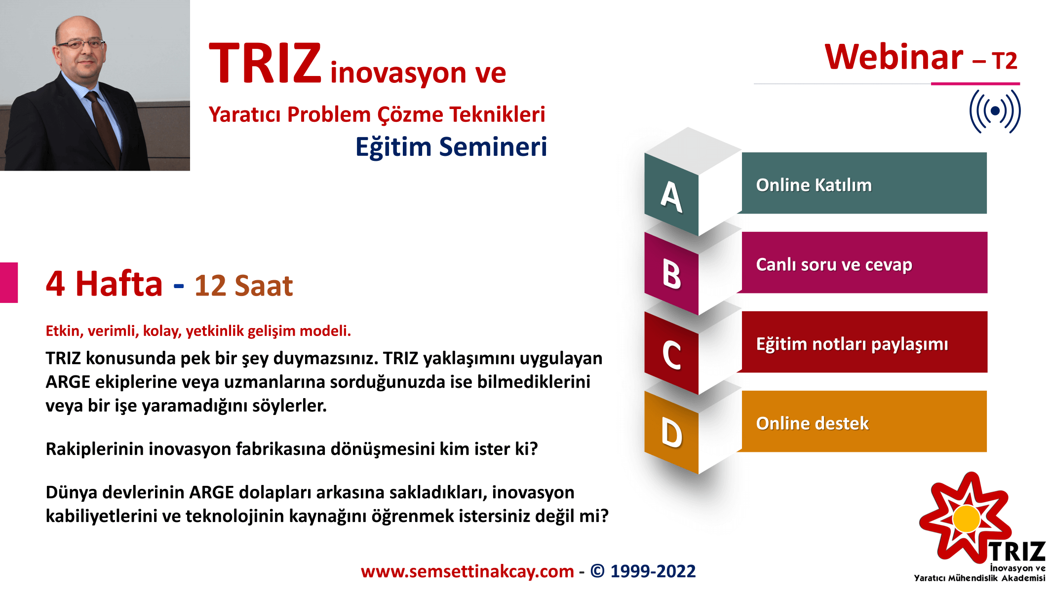 Online TRIZ inovasyon ve Yaratc Problem zme Teknikleri Eitim Semineri